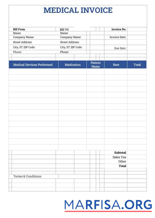 Downloadable Sample Medical Invoice Template